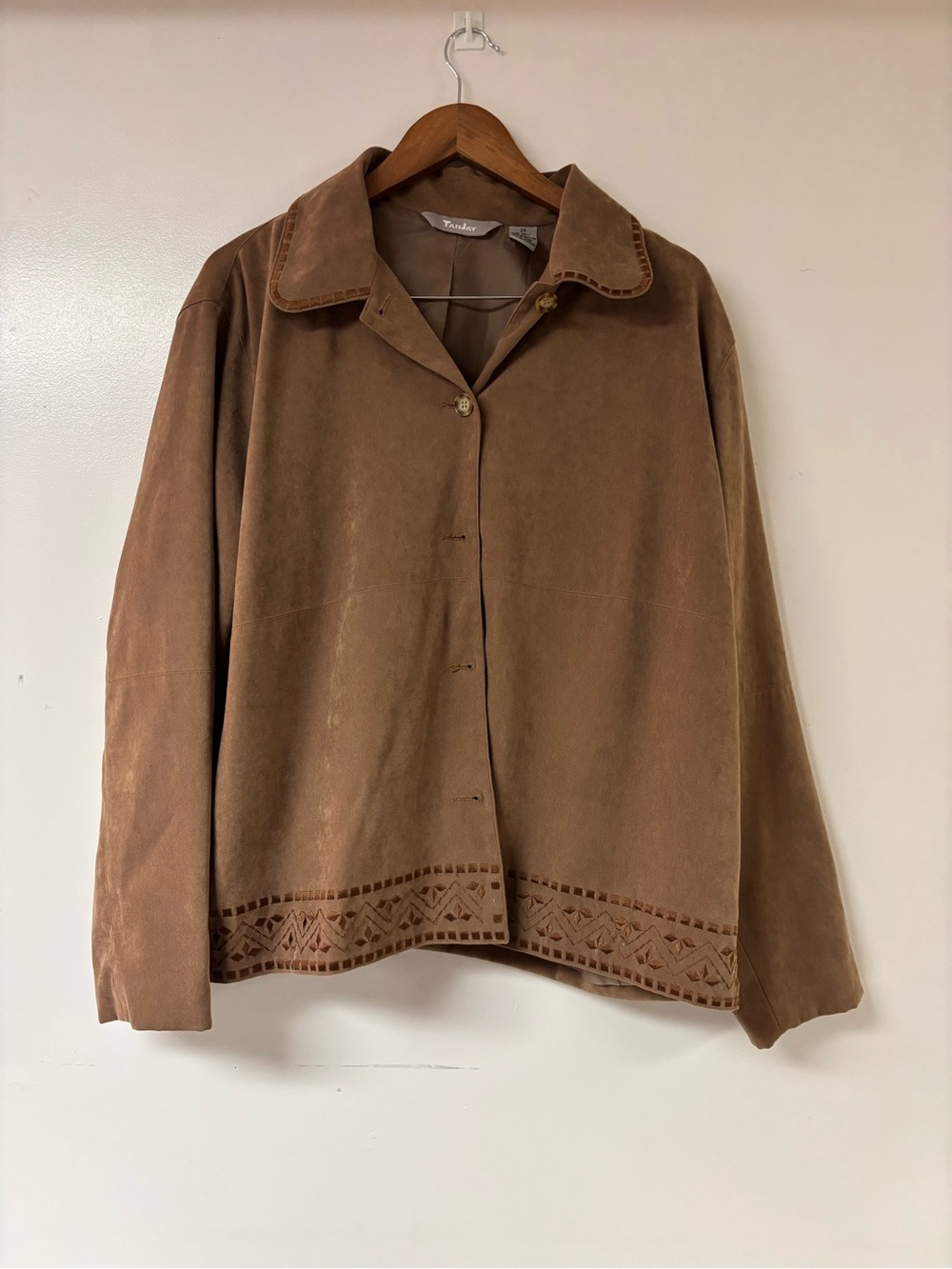TanJay Suede Button-Front Jacket in Brown Size 2X